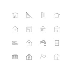 Buildings And Constructions simple linear icons set. Outlined vector icons