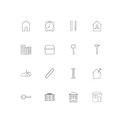 Buildings And Constructions simple linear icons set. Outlined vector icons