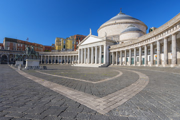  San Francesco di Paola Church Piazza Plebiscito in Naples, Campania, Italy. - obrazy, fototapety, plakaty
