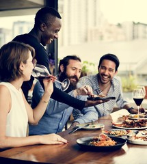 Friends meeting and hanging out together