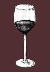 Hand drawn red wine glass