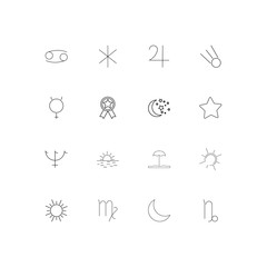 Astrology simple linear icons set. Outlined vector icons