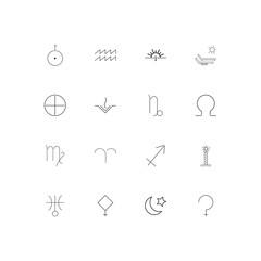 Astrology simple linear icons set. Outlined vector icons