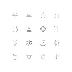 Astrology simple linear icons set. Outlined vector icons