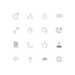 Astrology simple linear icons set. Outlined vector icons