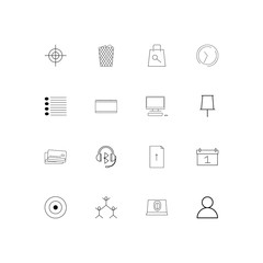 Office simple linear icons set. Outlined vector icons