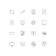 Fototapeta na wymiar Office simple linear icons set. Outlined vector icons