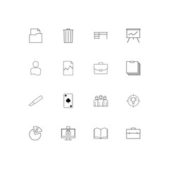 Office simple linear icons set. Outlined vector icons