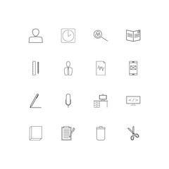 Office simple linear icons set. Outlined vector icons