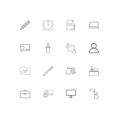 Office simple linear icons set. Outlined vector icons