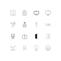 Furniture simple linear icons set. Outlined vector icons