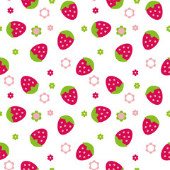 vector seamless repeating illustration children's pattern strawberry and flowers