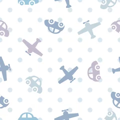 Printed kitchen splashbacks Cars vector seamless color children's pattern cars and airplanes