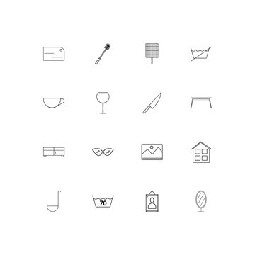 Home Appliances And Equipment simple linear icons set. Outlined vector icons