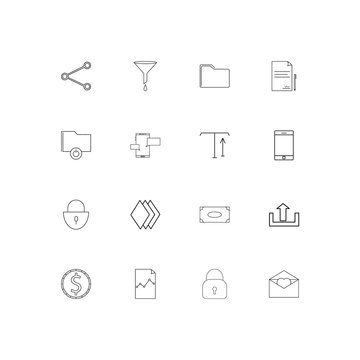 Web And Text simple linear icons set. Outlined vector icons