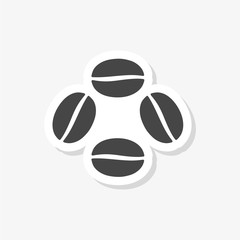 Coffee bean sticker, simple vector icon