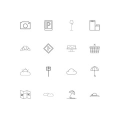 Travel simple linear icons set. Outlined vector icons