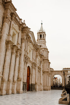 Arequipa, PERU - February 2, 2018 - Center of a town