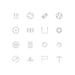 Sport Fitness And Recreation simple linear icons set. Outlined vector icons