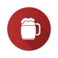 Beer mug flat design long shadow glyph icon