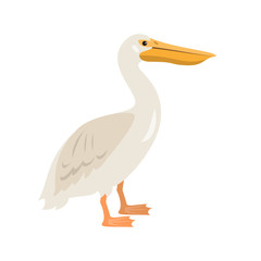 Cartoon pelican icon on white background.