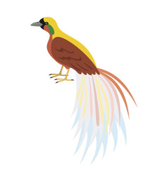 Cartoon Bird of Paradise icon on white background.
