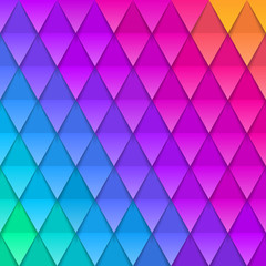 Abstract multicolored background. Paper colorful artificial squama or plumage. Vector illustration. Paper triangles background.