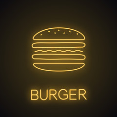 Burger cutaway neon light icon