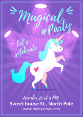 Fototapeta na wymiar party poster with unicorn