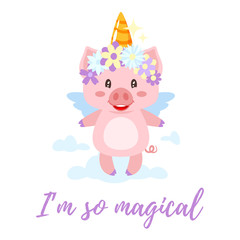  pig with unicorn magic horn