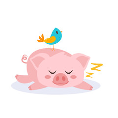 Fototapeta premium sleeping pink pig