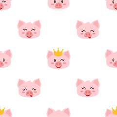 Fototapeta premium seamless pattern with pink pig