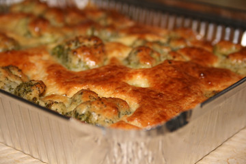 Close up of Tasty broccoli pie