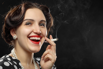 Obraz premium woman smoking joint