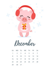 December 2019 year calendar page