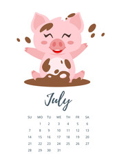 July 2019 year calendar page