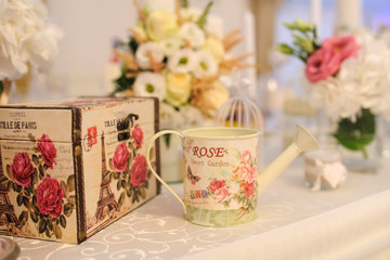 Obraz na płótnie Canvas Wedding table decorated with flowers: