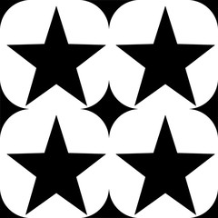 Background with a four five-pointed stars in a blck - white colors