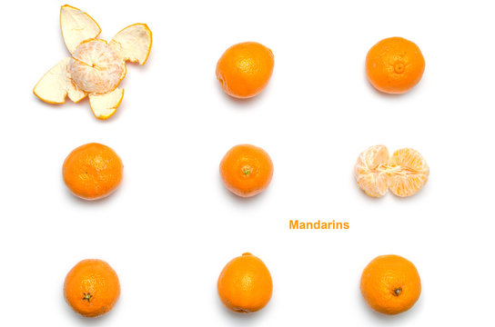 Tangerines on white background.Healthy and fresh fruit.Vitamins in food.