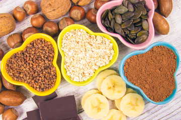 Products containing magnesium. Healthy food.