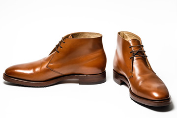 Classic brown Men's  shoes isolated on white background