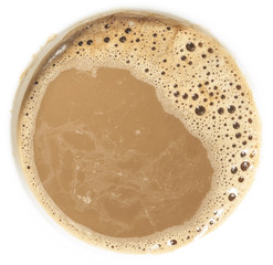Coffee with milk and foam isolated on white background