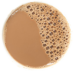 Coffee with milk and foam isolated on white background