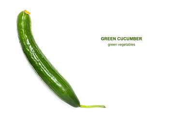 Green cucumber on white background.Vegetables and vitamins.