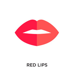 red lips logo isolated on white background for your web, mobile and app design