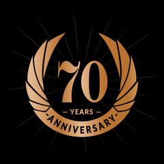 70 years anniversary. Elegant anniversary design. 70 years logo.
