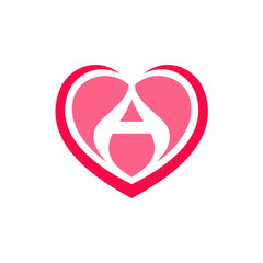 Heart with Letter A Initial Logo Template