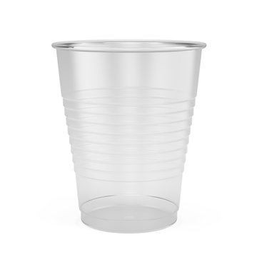 Clear disposable cup - plastic cup isolated on white. 3d rendering