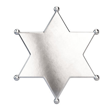 Sheriff star badge isolated on white background. 3d rendering