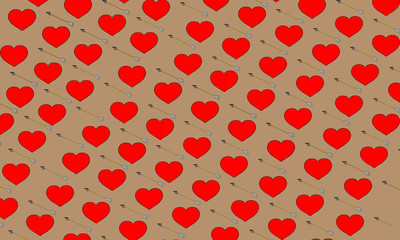 White heart and white arrow on yellow background